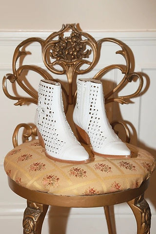 Bello White Leather Woven Pointed Toe Booties Matisse