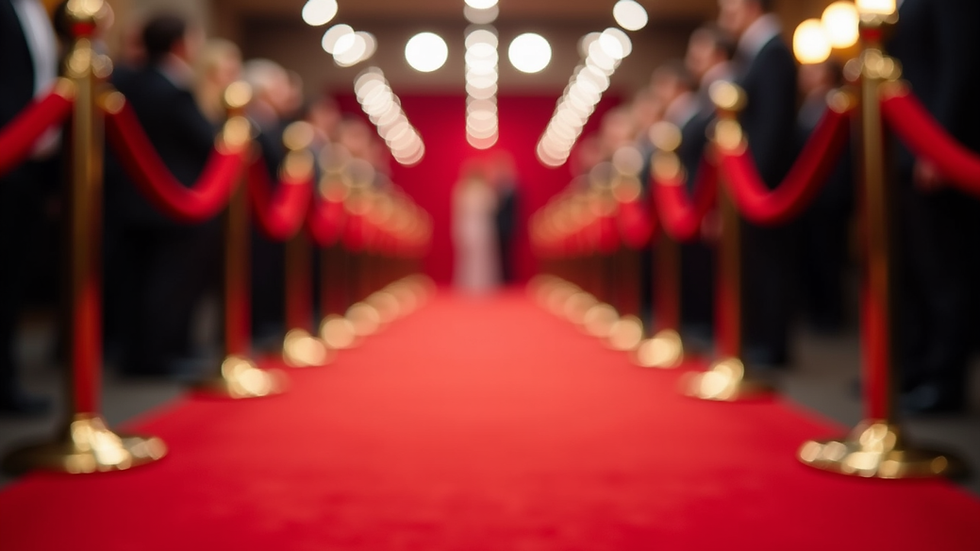 Close-up view of a glamorous red carpet event