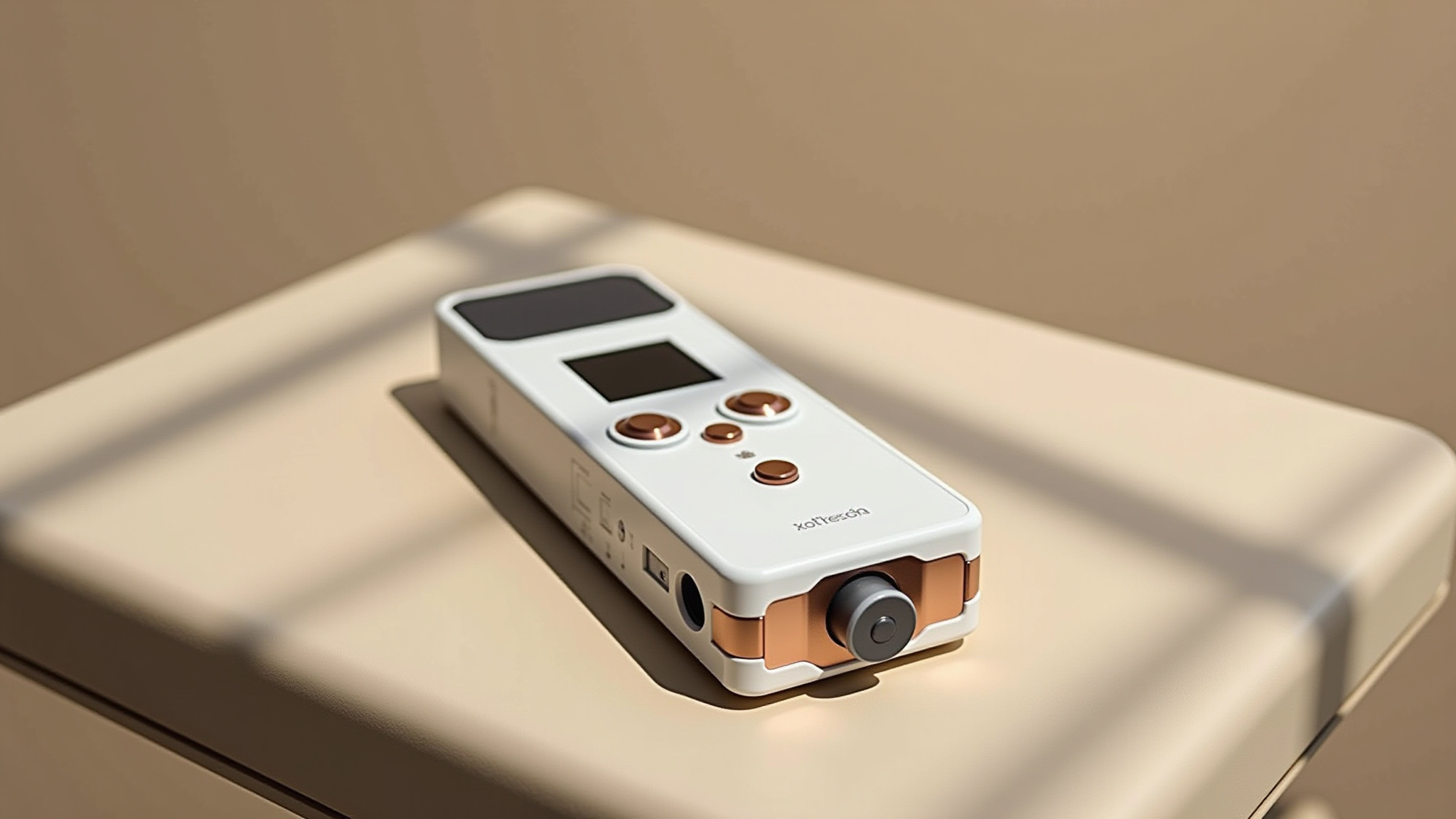 White and rose gold portable audio device