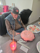 Birthday cake celebrating Dad's birthday during a family gathering.