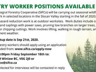 FORESTRY WORKER POSITIONS AVAILABLE