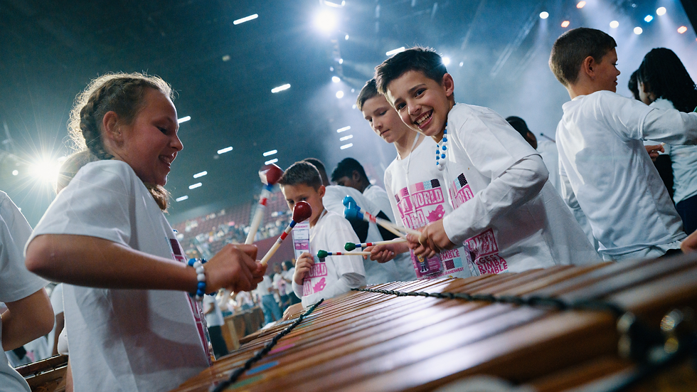 Students playing marimba at Guinness World Record attempt