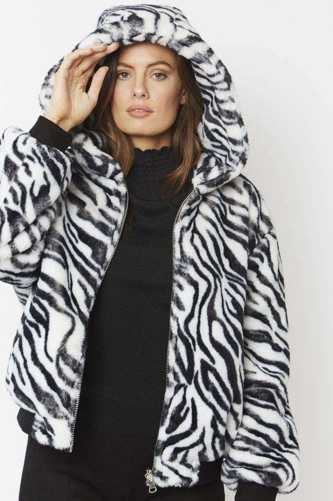 Thumbnail: Zebra Print Faux Fur Reversible Jacket