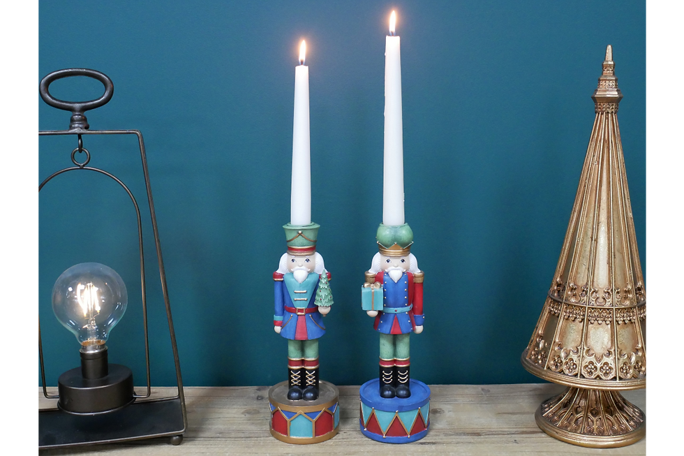 Thumbnail: Blue & Red Christmas Nutcracker Candle stick holders