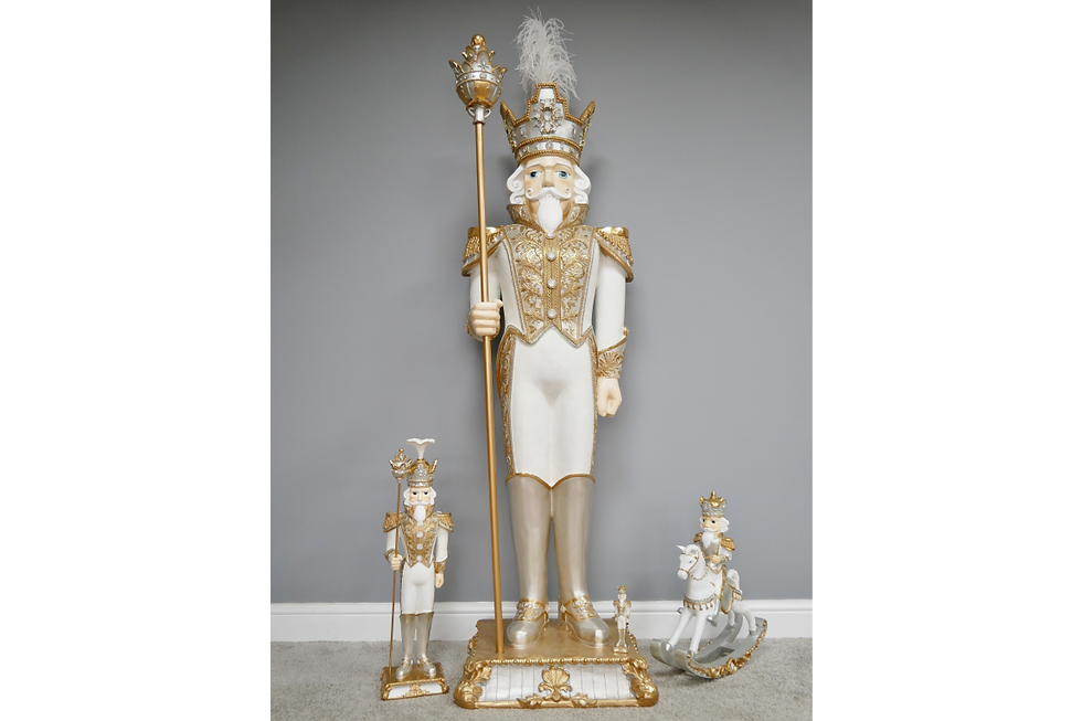 Thumbnail: Nutcracker Soldier on a Rocking Horse White Gold Christmas
