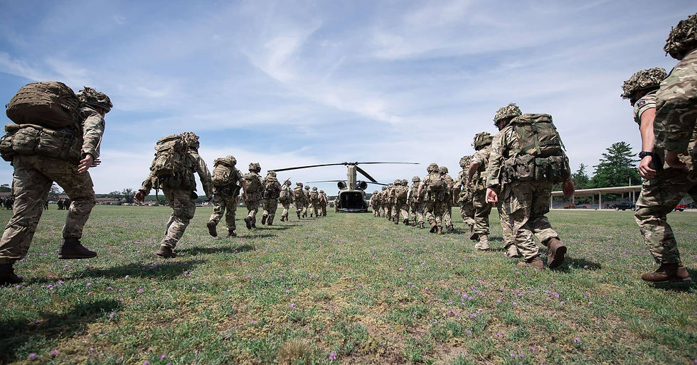 3 PWRR Ashford Soldier getting into an helicopter Chinook.