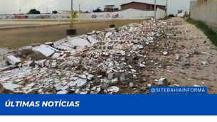 Fortes ventos derrubam parte de muro de Estádio em município da região do Sisal