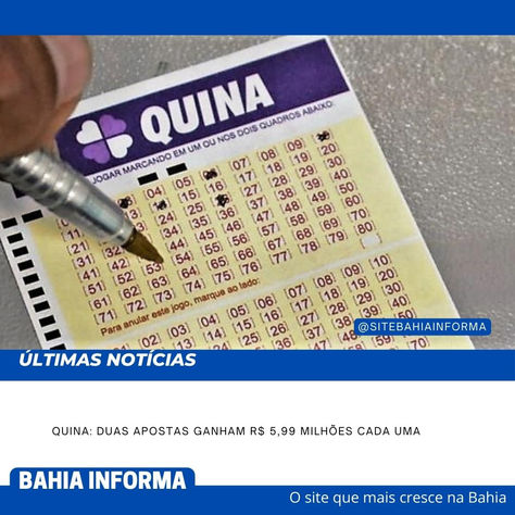 Quina: Duas apostas ganham R$ 5,99 milhões cada uma