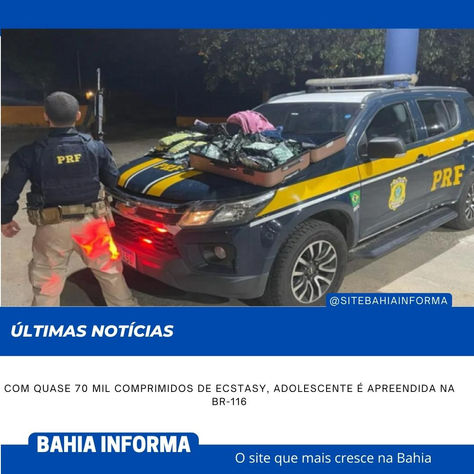 Com quase 70 mil comprimidos de ecstasy, adolescente é apreendida na BR-116