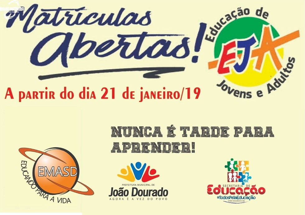 João Dourado: Atenção estudantes do EJA!