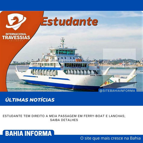 Estudante tem direito a meia passagem em ferry-boat e lanchas; saiba detalhes