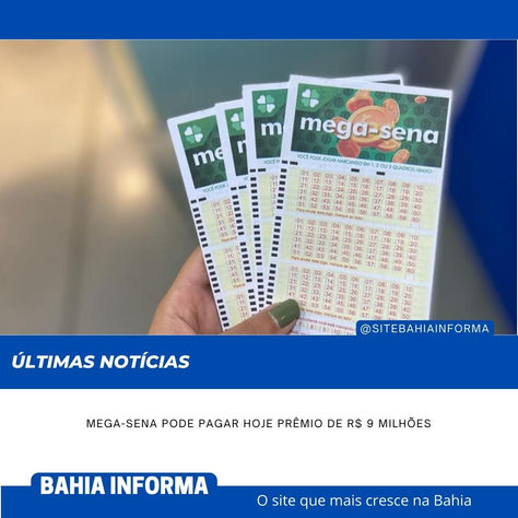 Mega-Sena pode pagar hoje prêmio de R$ 9 milhões