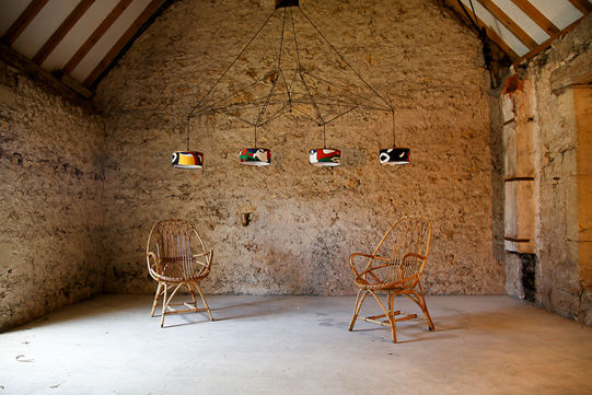 lampe-suspension-acier-abat-jour-textile