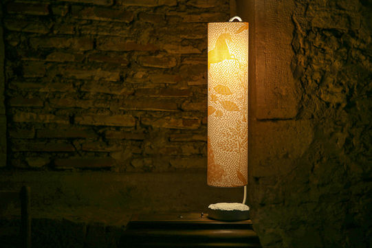 lampe-acier-béton-abat-jour-textile
