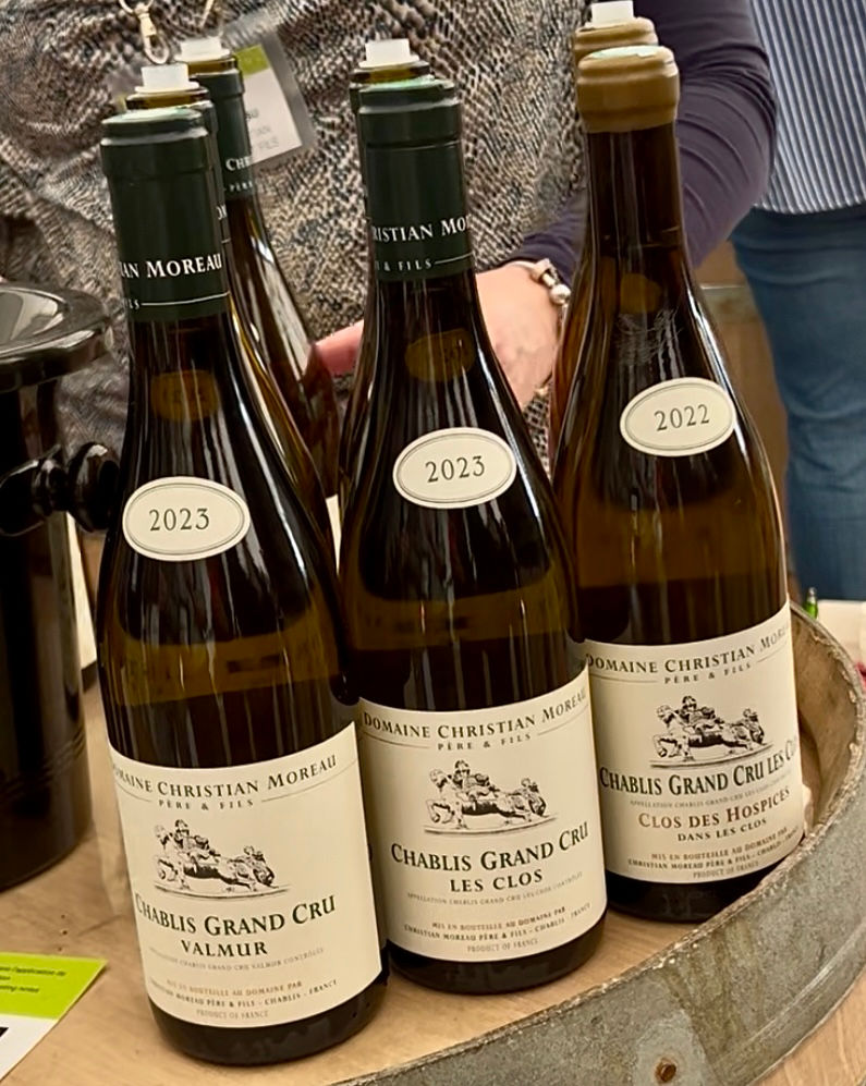 Bottles of Christian Moreau Chablis wine
