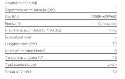 Miniatură: Fierăstrău cu lanț cu motor fără perii 18 V ACS18B30