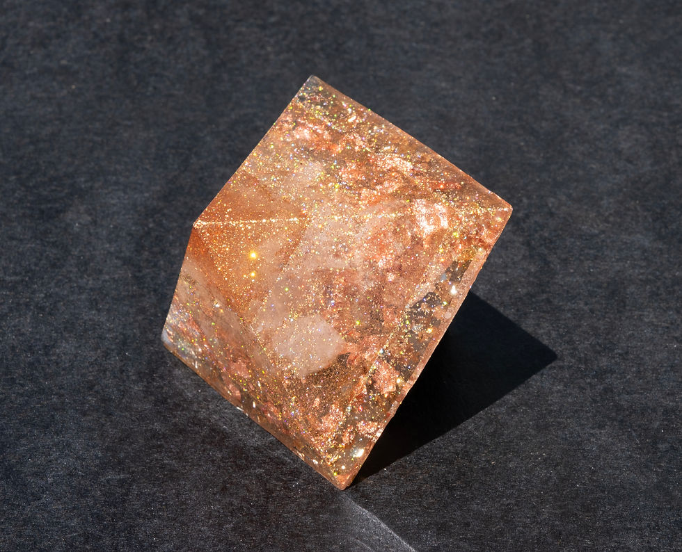 Thumbnail: Alt front view of orgone Tiger's Eye & Clear Quartz Diamond Pyramid