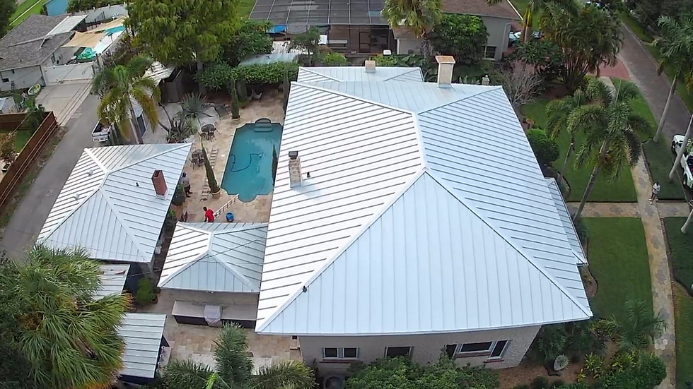 The new metal roof performs to the highest standards to guard against water infiltration, impacts from windborne debris and wind, plus enhances the home's architecture