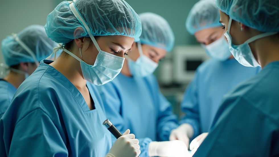 Close-up view of a nurse with medical equipment