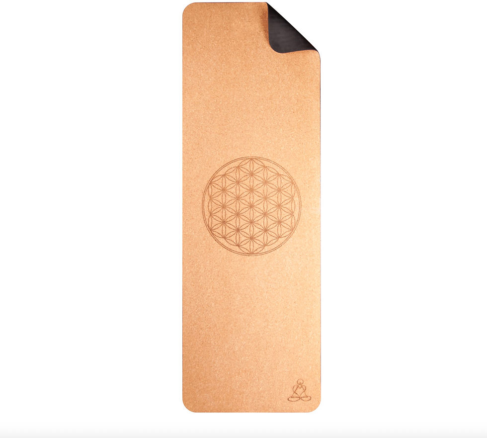 Yogamatte aus Kork mit Blume des Lebens