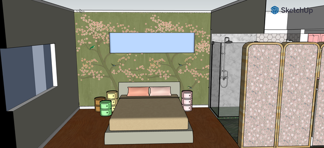 SketchUp illustration, master bedroom design