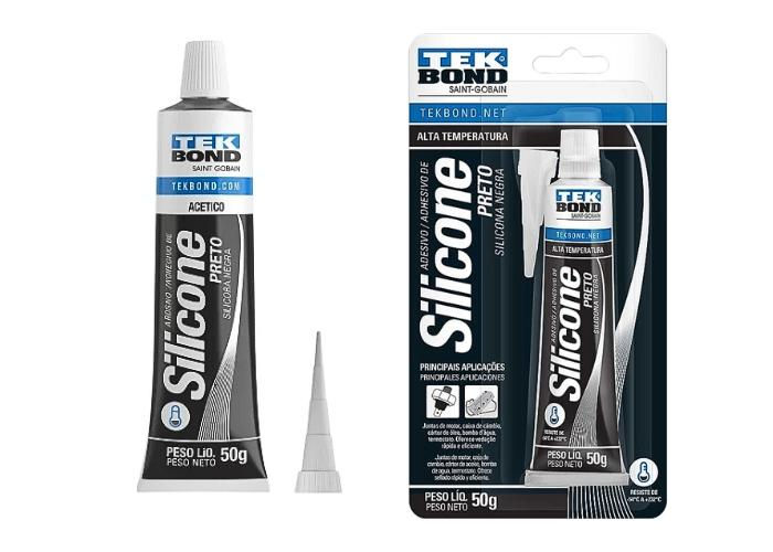 ADESIVO DE SILICONE ACETICO 50G PRETO BLISTER ALTA TEMP