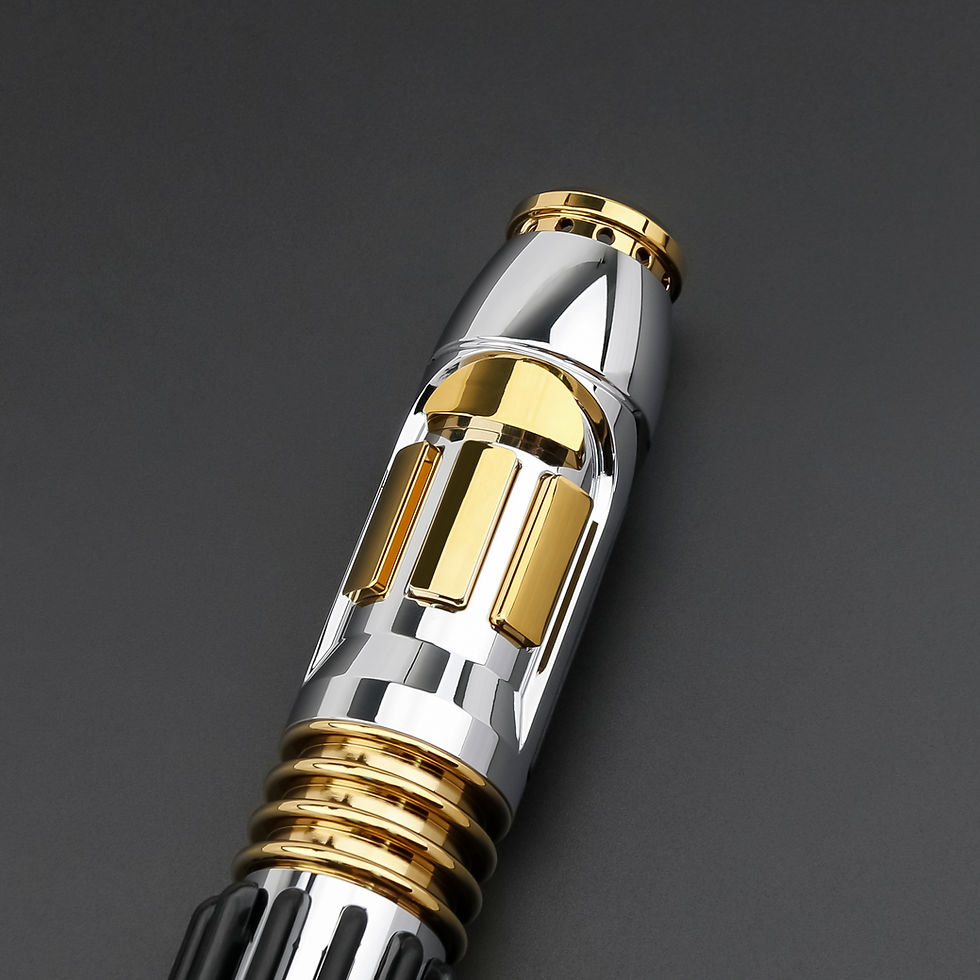 Mace Windu gold, silver and black lightsaber with purple blade