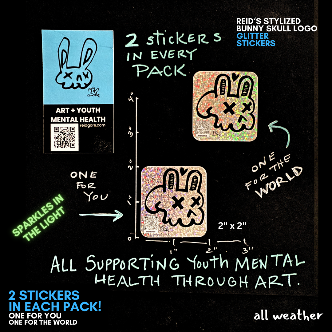 Reid Stylized Bunny Skull GLITTER sticker
