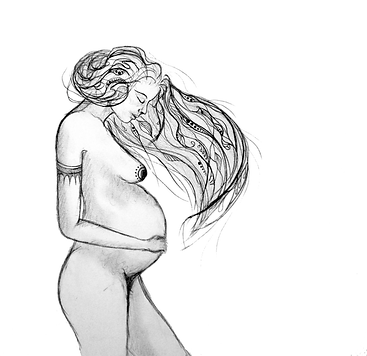Dessin, femme enceinte.