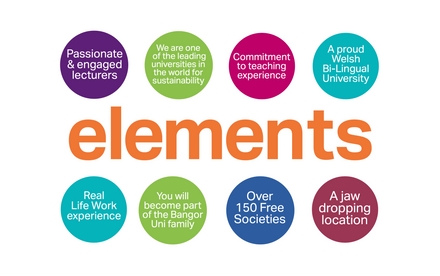 Bangor University, Elements concept creation to highlight the many attractive aspects of the university to students