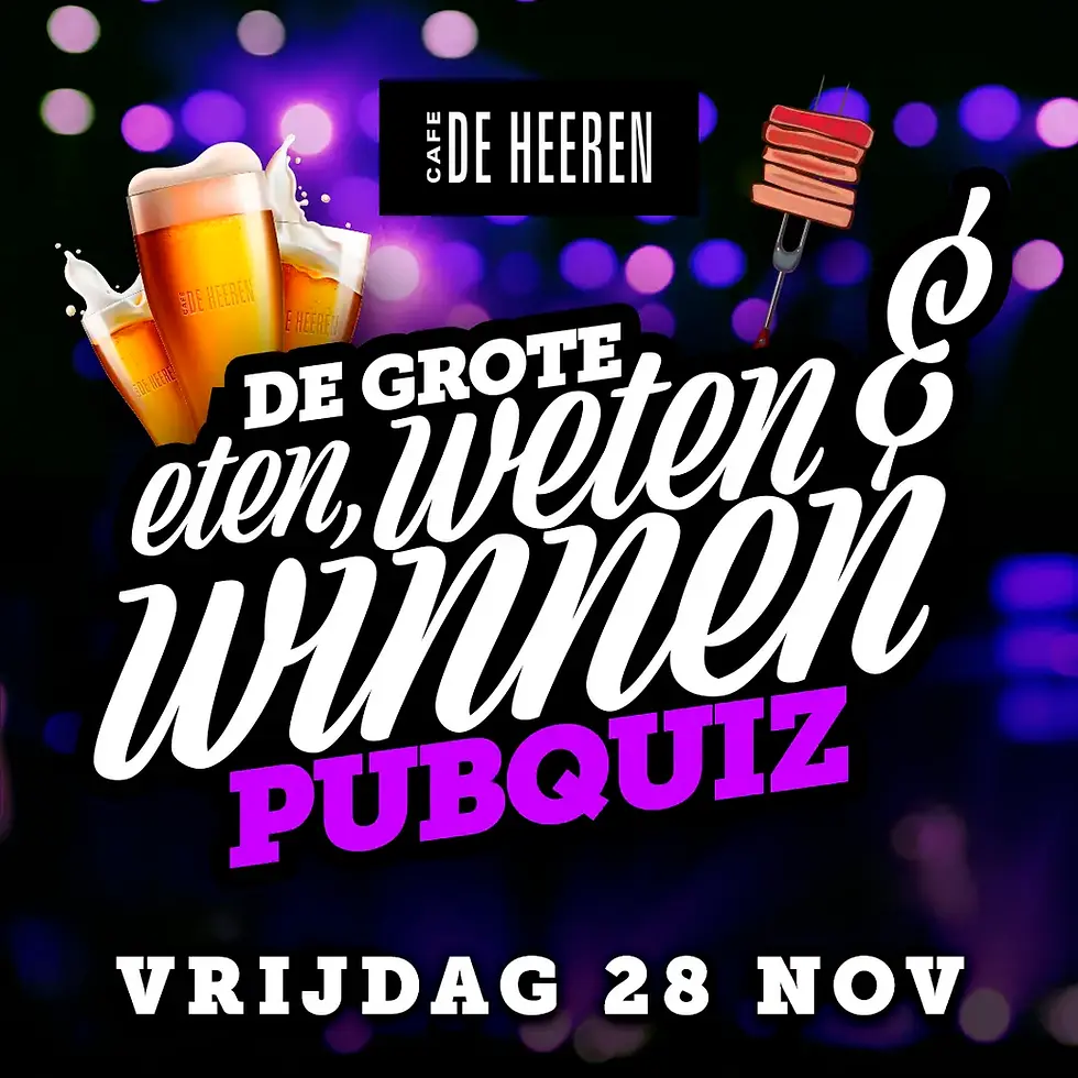 Eten, Weten & Winnen Pubquiz 28 november