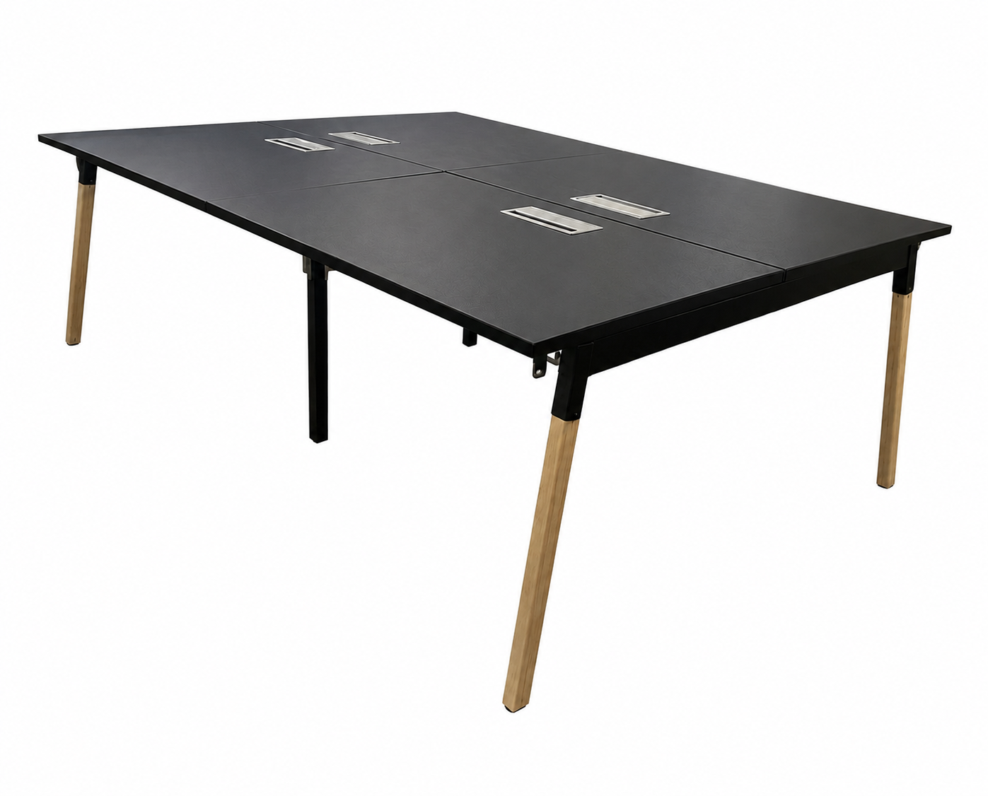 Bureau Bench 4 personnes noir et bois - MDD (Qté : 1) BUR418