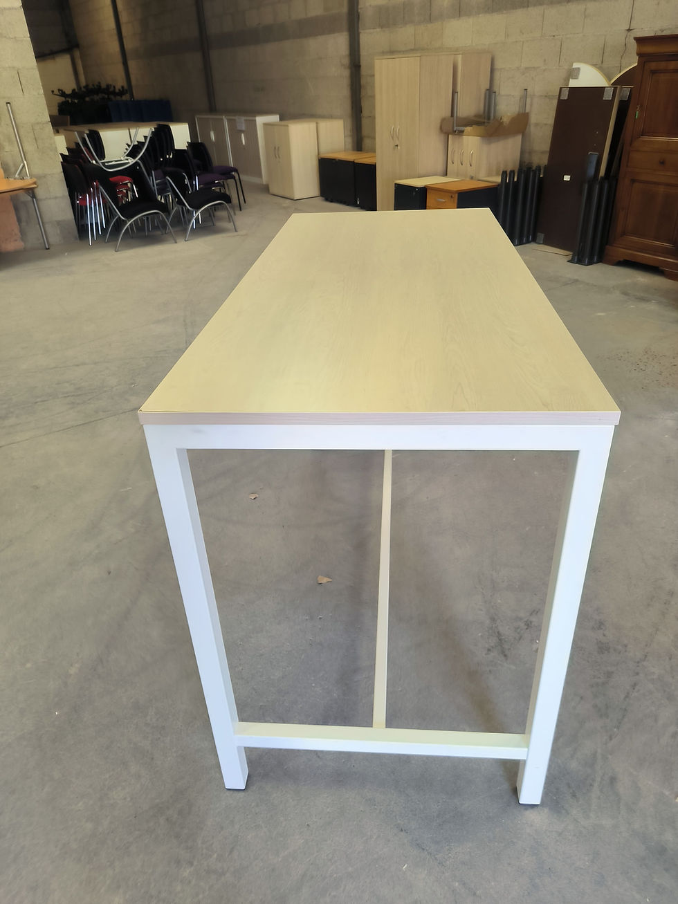 Miniature : Table haute bois clair et blanche – (Qté : 1) TAB681