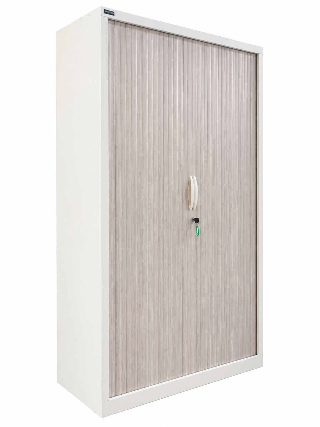 Armoire haute métallique rideaux bois clair avec clés– MAJENCIA (Qté : 7) ARM691