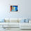 Thumbnail: painting on light gray wall above large L shaped white sofa round coffee table in front