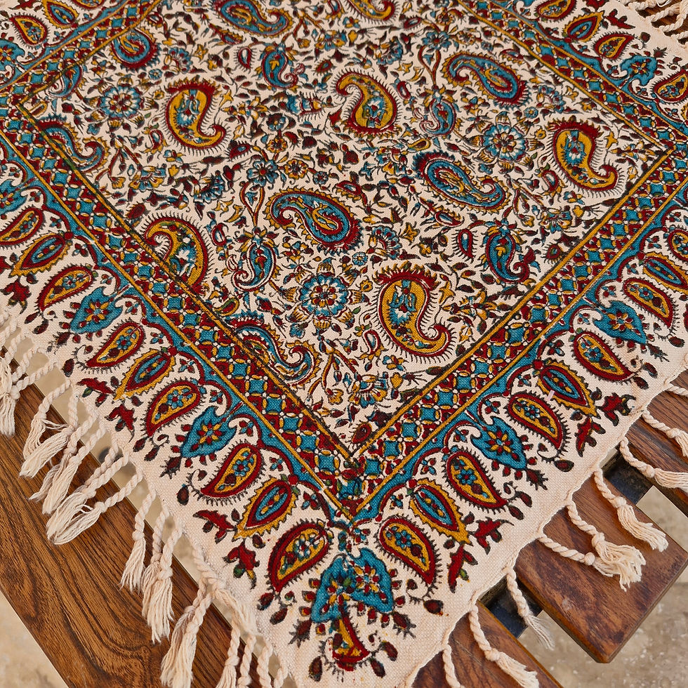 Tischdecke Ghalamkar #0166/handbedruckt/Wandtuch/Baumwolle/Orientalisch/Modern