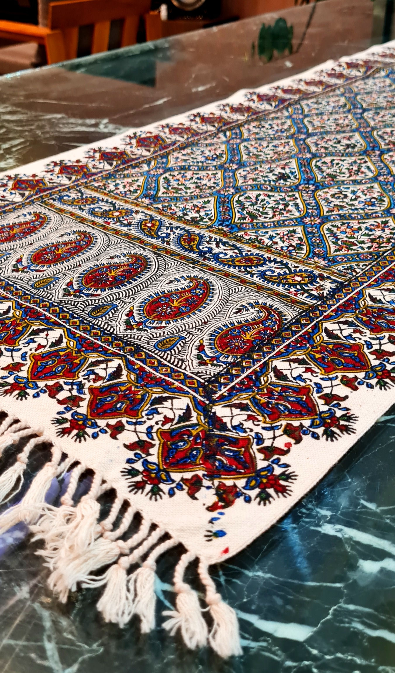 Tischdecke Ghalamkar #0137/handbedruckt/Wandtuch/Baumwolle/Orientalisch/Modern