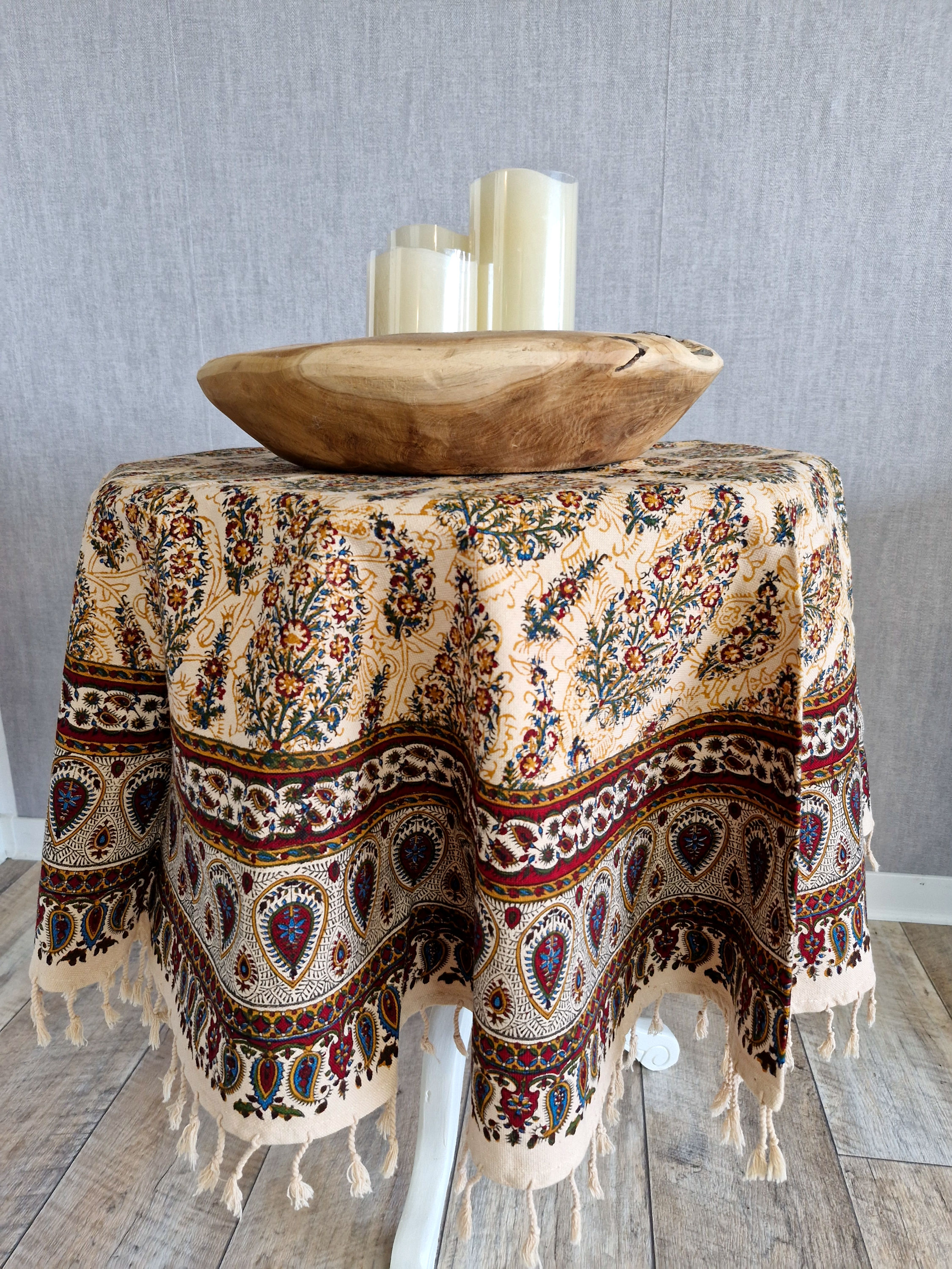 Tischdecke Ghalamkar #00363/handbedruckt/Wandtuch/Baumwolle/Orientalis