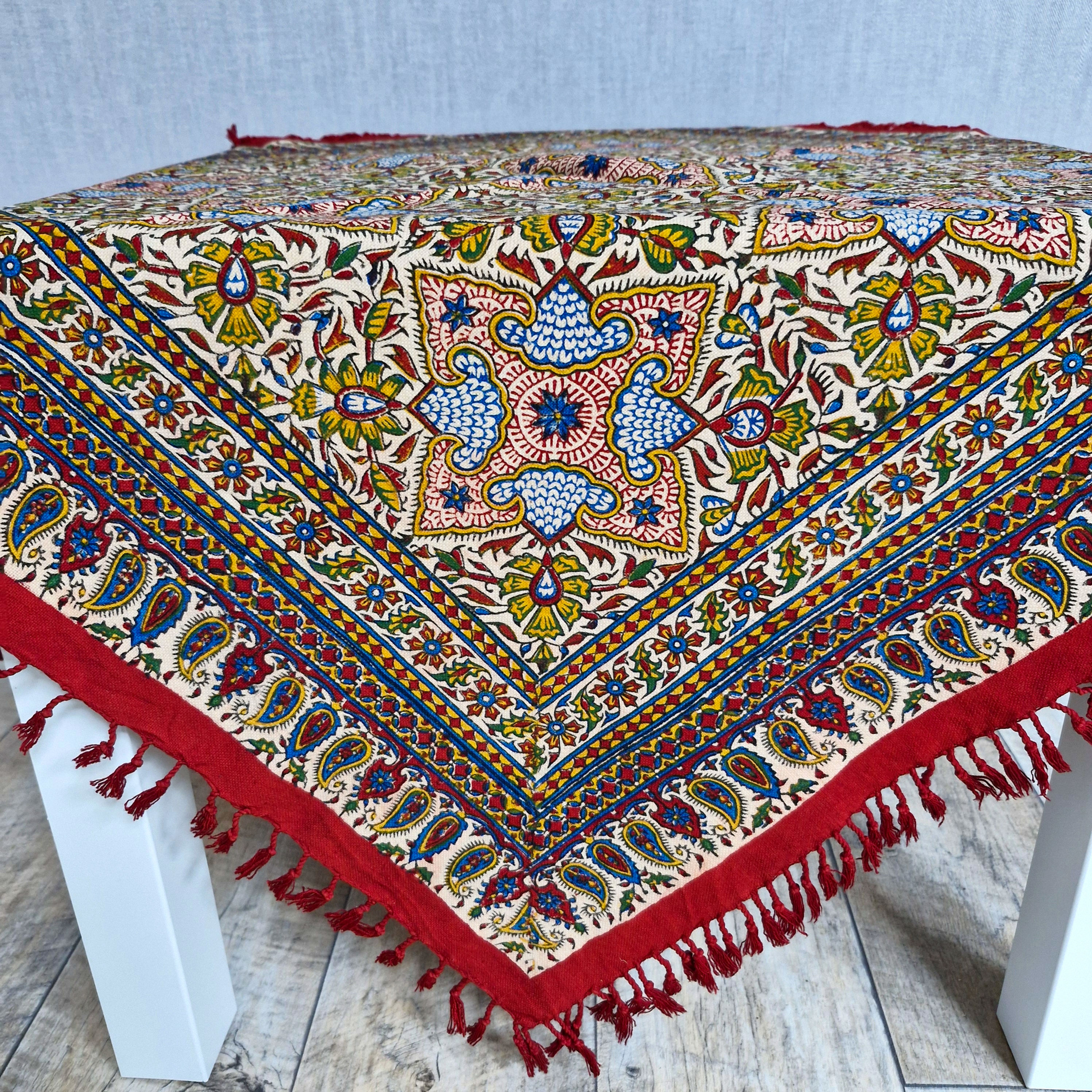 Tischdecke Ghalamkar/2Seitig bedruckt #202621/handbedruckt/Wandtuch/Ba