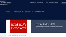 ESEA Avocats inscrit au registre des représentants d'intérêts de la HATVP