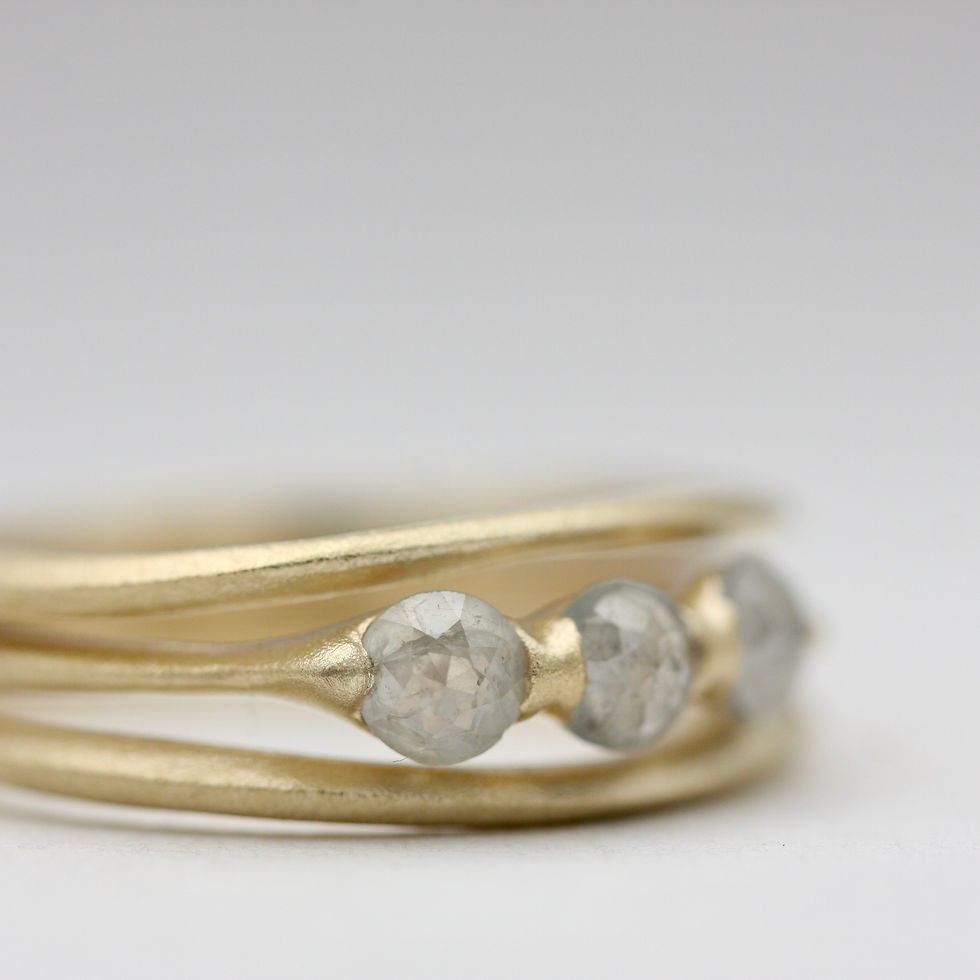 Thumbnail: Rose cut 3 diamond ring