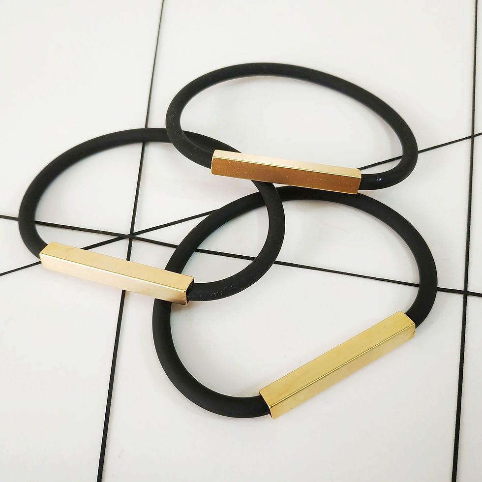 Thumbnail: שלשת צמידם צינור מרובע שחור וזהב מט