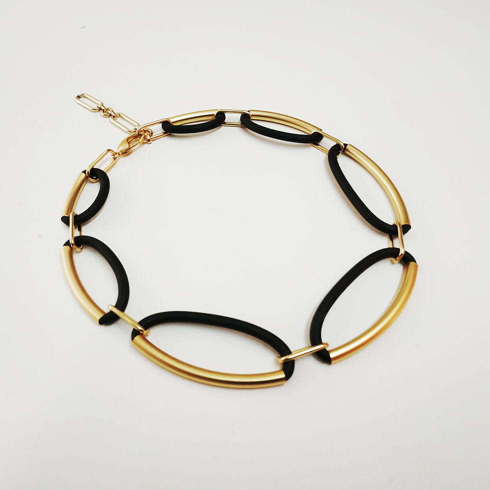 Thumbnail: שרשרת חוליות גדלים משתנים שחור וזהב