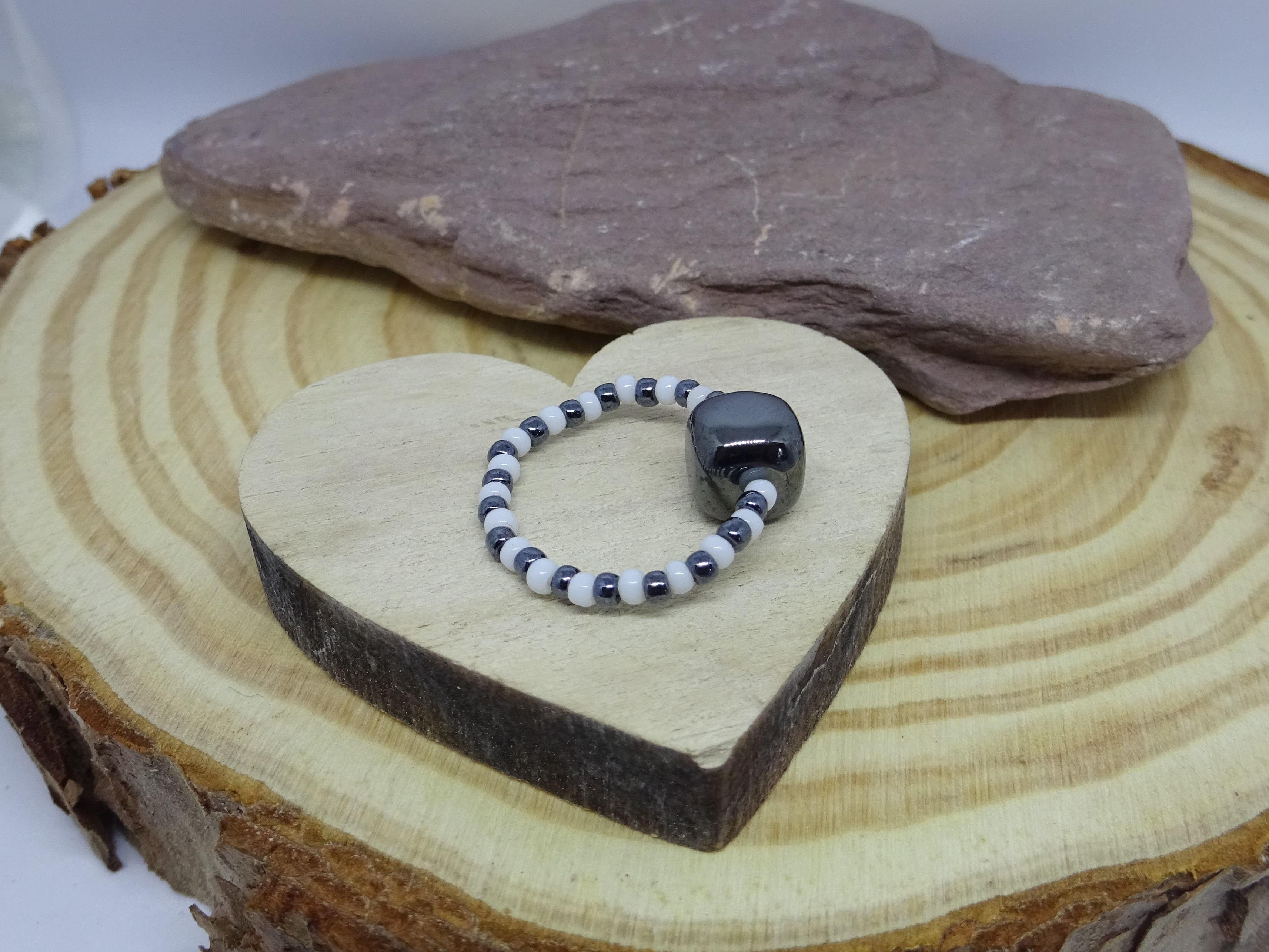 Crystal Ring - Hematite Rounded Cube