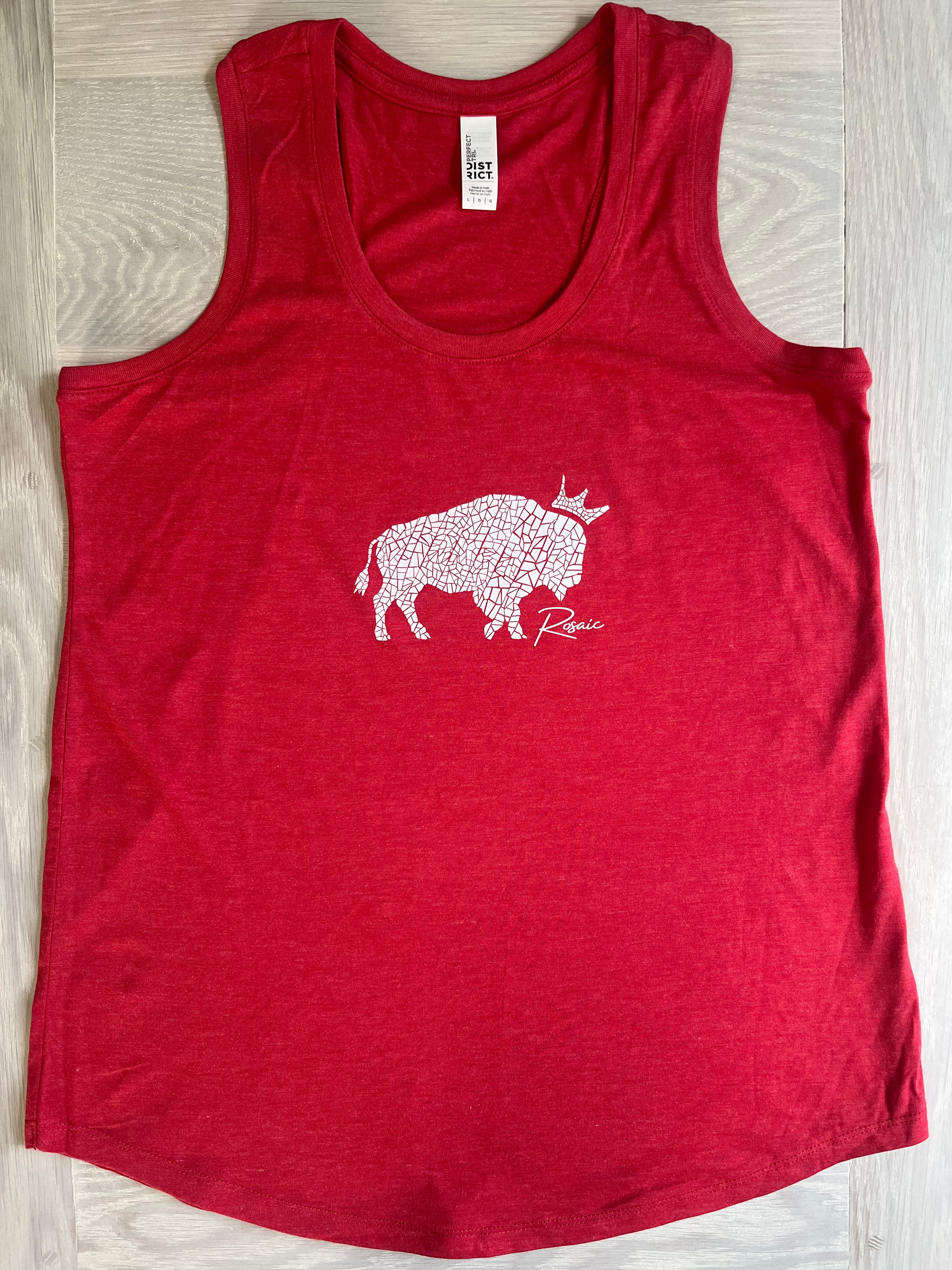Red Women's Tank with white buffalo
