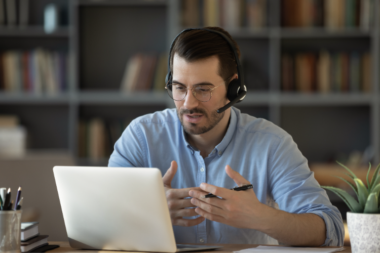 Man teaching online lesson