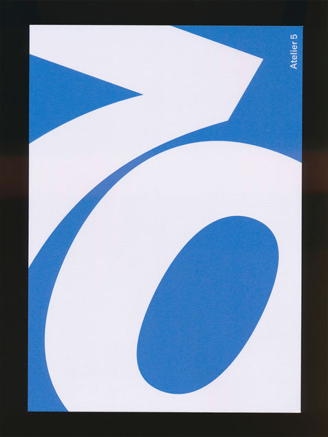 Flyer für das Atelier 5 mit grosser «70 Jahre» Überschrift