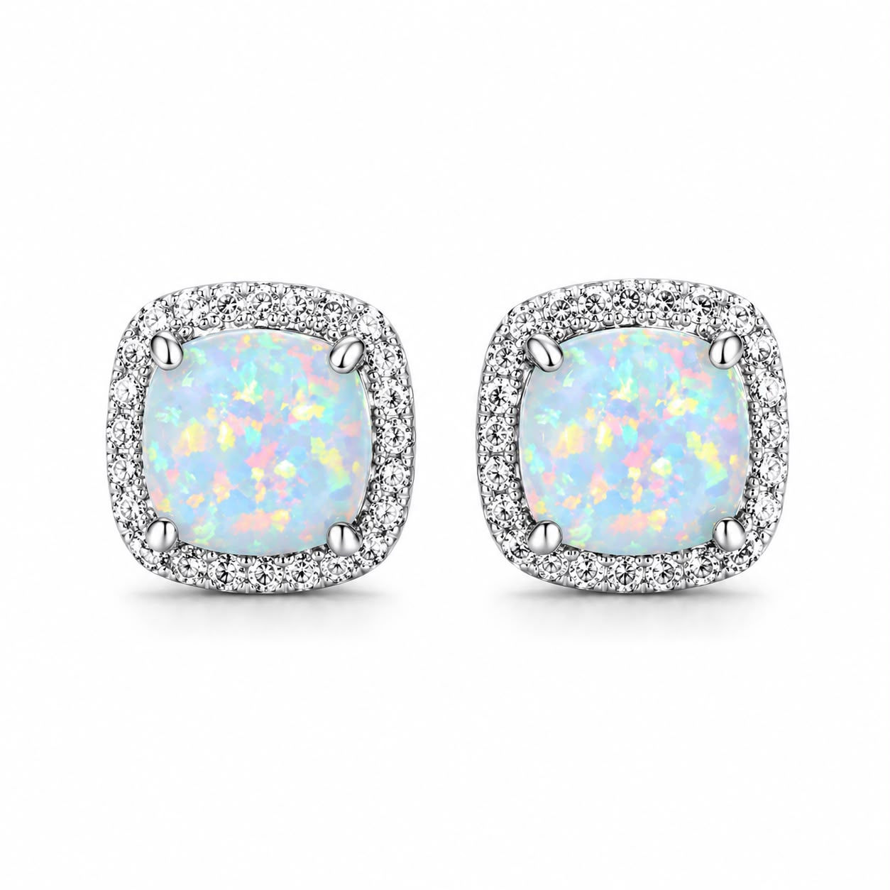 Opal Aurora Silver Earrings