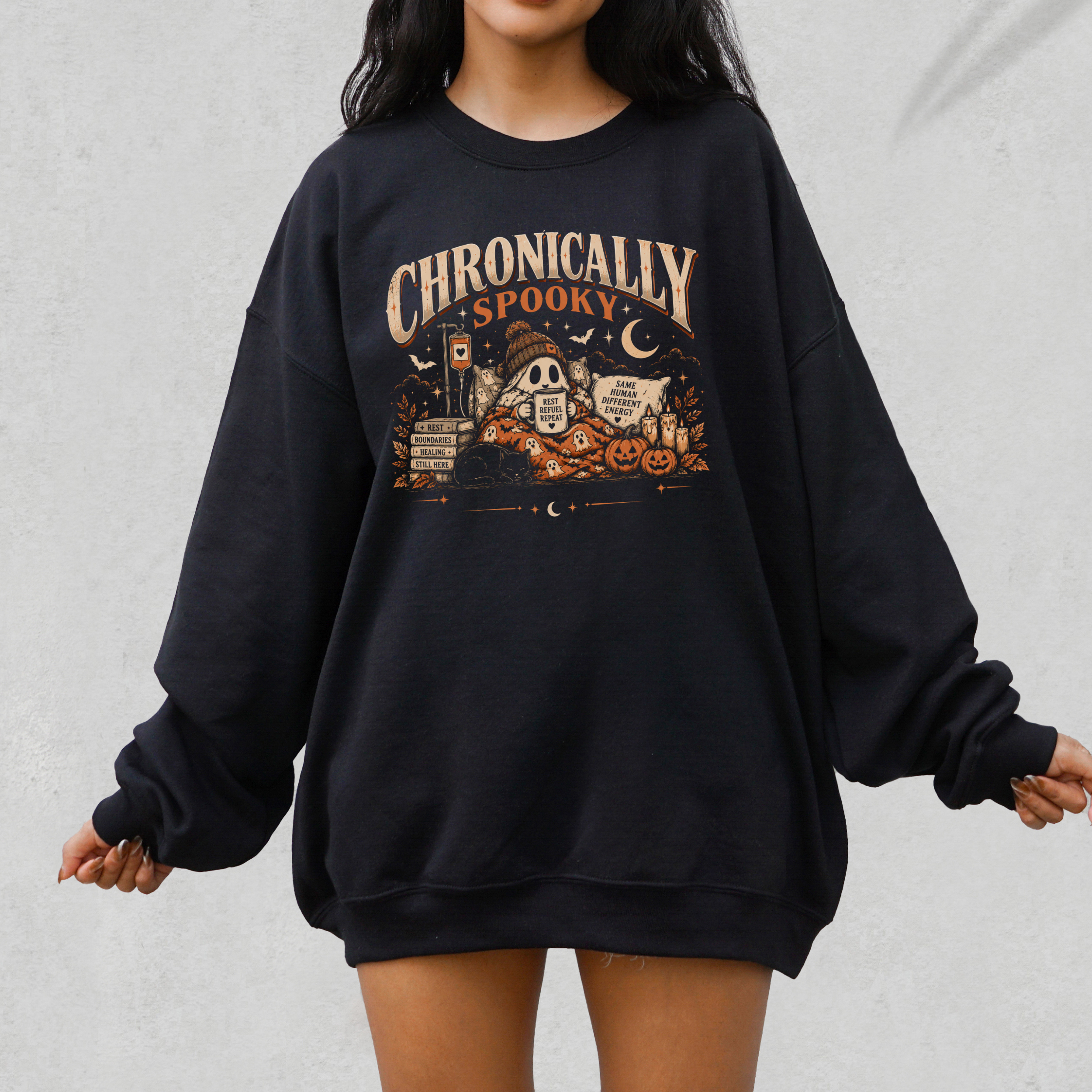 Chronically Spooky Halloween 2026 Crewneck Sweatshirt