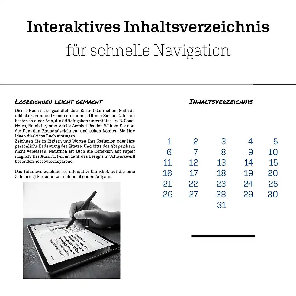 Miniaturbild: Inhaltsverzeichnis mit Links: Flipflop-Philosophie Zitate reflektieren sketchnoting digital Wortfeger Atelier